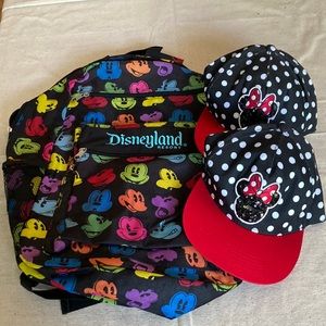 Disney Backpack and caps